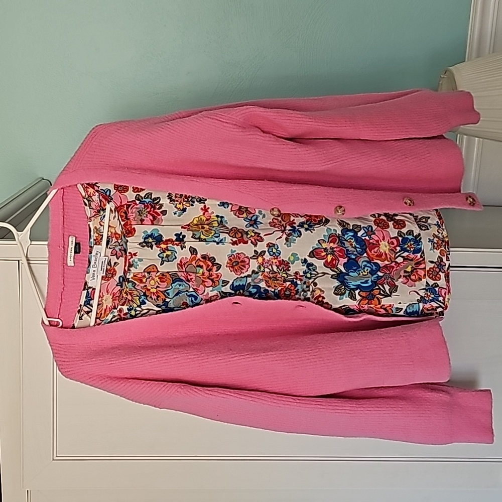 Bundle - Vera Bradley Bell Sleeve Blouse with Pink American Eagle Cardigan